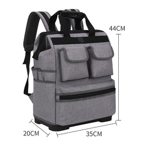 Tool Storage Backpack with Padded Back for Electrician Carpenter-Grey