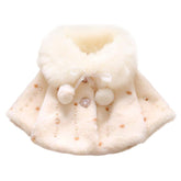 Girls Princess Faux Fur Wraps Shawl Flower Girls Bolero Princess Cape-White