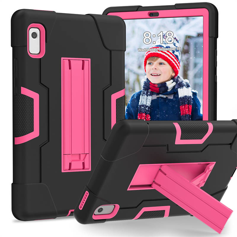 RobotB Rugged Case Shockproof With Holder for Lenovo M9 TB-310FU 2023-Black+Rose Red