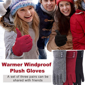 3 Pairs Women Winter Gloves Warm Touchscreen Windproof Gloves-BlackGrayWine Red