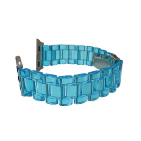 Clear Resin Band Bracelet for iWatch Series SE/6/5/4/3/2/1 with Stainless Steel Buckle-Blue