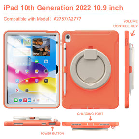 Tablet Case For iPad 10th Full Body Protection with 360¡ã Stand Portable-Orange