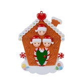 Christmas Hanging Ornaments Personalized Gingerbread House Family of 3