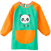 Cartoon Panda Waterproof Long Sleeved Art Apron For Painting-Green