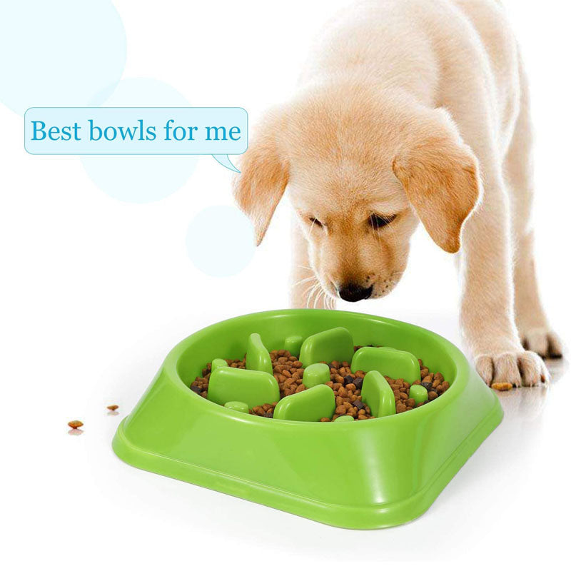 Dog Slow Feeder Non Slip Puzzle Bowl Anti-Gulping Pet Slower Food Feeding Dishes-Green