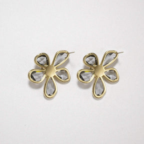 Women Crystal Flower Stud Hypoallergenic Earrings