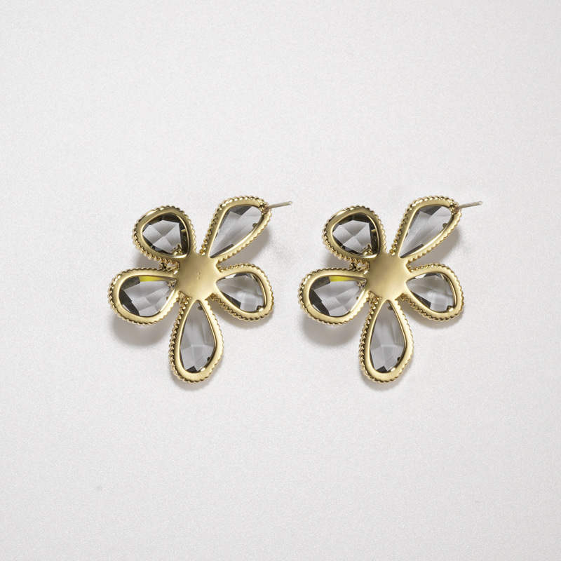 Women Crystal Flower Stud Hypoallergenic Earrings