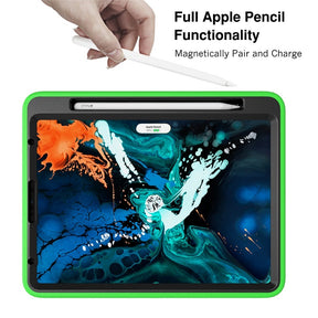 Shock Wave Kickstand Case Anti-Fall Protection With Pencil Holder For iPad Pro12.9 (2018)-Green