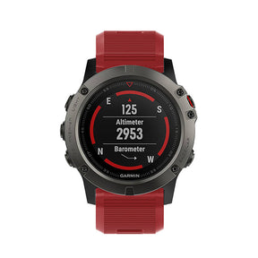 26mm Strap For Garmin Fenix 5X/5X Plus/3/3 HR/6X/6X Pro Watchband Quick Release Easy Fit Silicone Bands Silver Buckle-Red