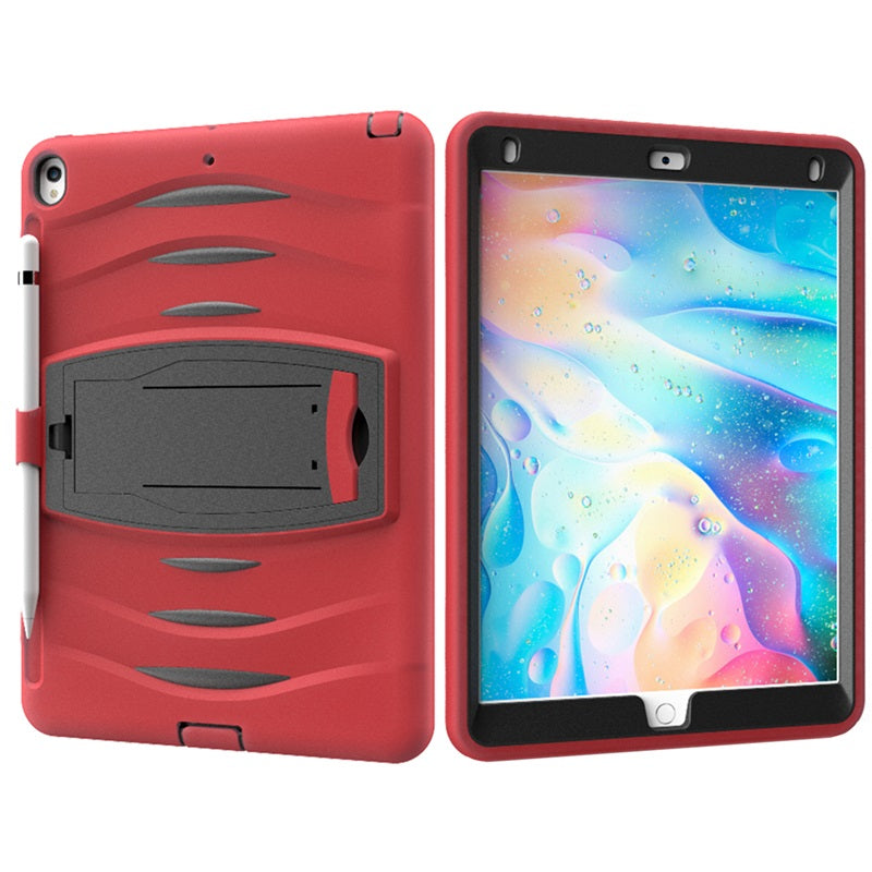 Shock Wave Kickstand Case Anti-Fall Protection With Pencil Holder For 10.5inch iPad Air3/iPad Pro10.5-Red
