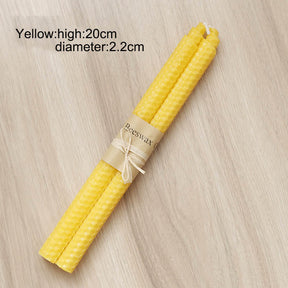 4 Pairs Pure Beeswax Candles Smokeless Dripless Wax Candles for Home Gift Ideas Ornament-Yellow