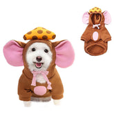 Dogs Hoodie Sweatshirt Big Ear Mouse Warm Coat for Small Medium Dog-Brown