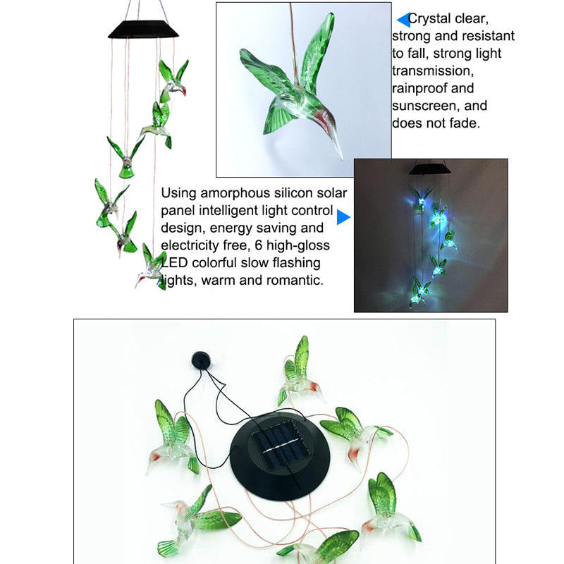 Colorful Solar Wind Chimes Gardening Gift for Mother And Grandma Christmas Decoration-RiceGrains