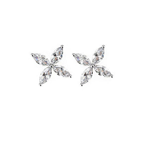 Pair of Fashion Petal Fairy Stud Earrings-Silver