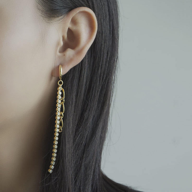 Fashion Embossed Asymmetric Long Chain Earrings