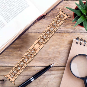 TGD Stainless Steel Watch Band Adjustable Wristbands for Apple IWatch Series SE/1/2/3/4/5/6 For Women-Rose Gold