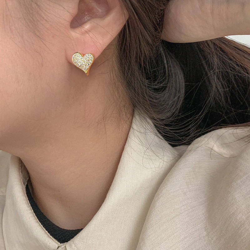 Pair Of Asymmetric Heart Bow Dangle Stud Earrings For Women