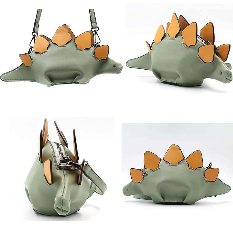 Dinosaur Shoulder Purses PU Stegosaurus CrossBody Bag for Girl Women-Green
