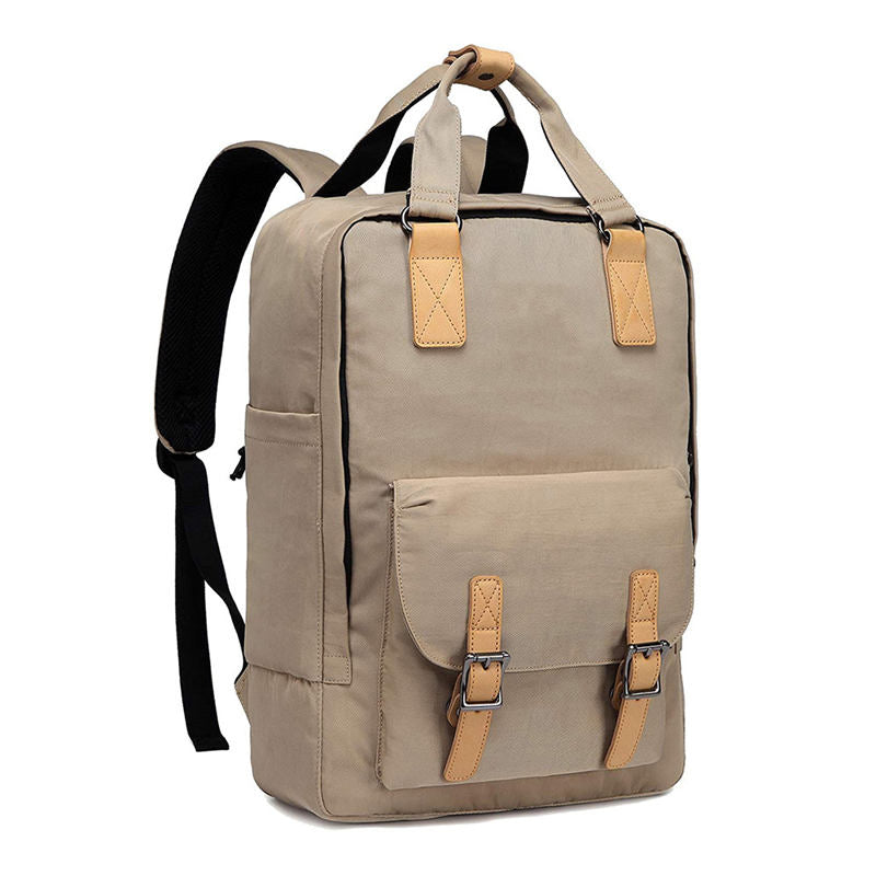 Waterproof Backpack for Women Girls 16 Inch College Vintage Travel Bag-Khaki