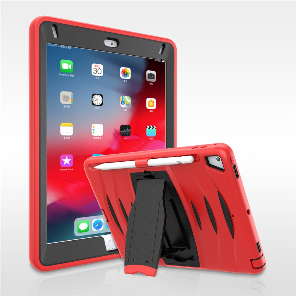Shock Wave Kickstand Case Anti-Fall Protection With Pencil Holder For 9.7inch iPad 5/iPad 6/iPad Air2/iPad Pro9.7-Red