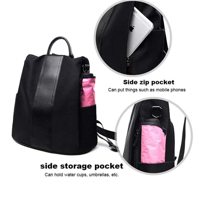 Women Backpack Waterproof Anti-theft Lightweight Shoulder Bag-Black