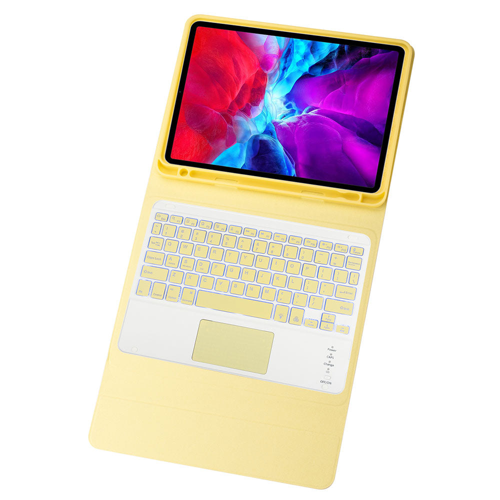 Keyboard Case For iPad 10th(2022)10.9 with 7 Color Backlit Wireless Keyboard Touchpad Pen Slot-Yellow