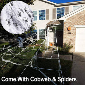 Halloween Decorations Spider Web Triangular Mega Outdoor Decor with Black Spider