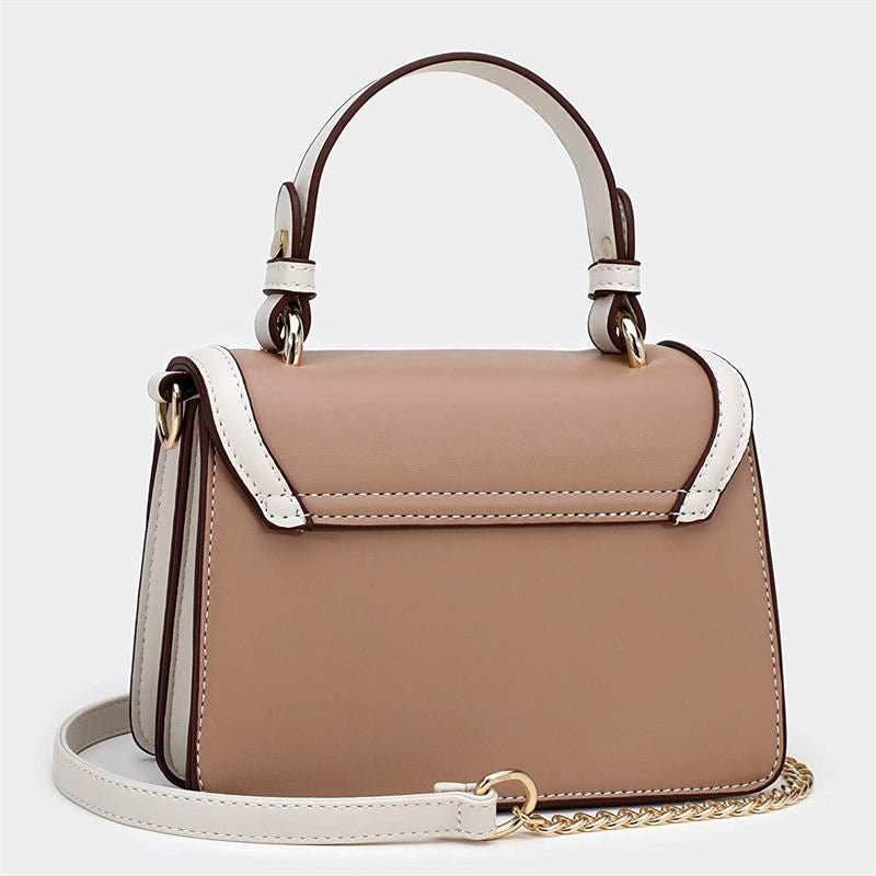 Crossbody Bags for Women Leather Chain Cute Color-Block Handbags-Apricot