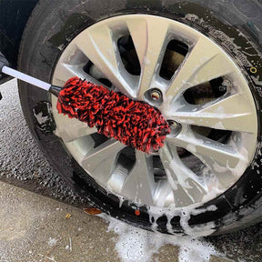 Metal Free Wheel Cleaner Brush Highly Absorbent Tire Brush for Cleaning Tires and Rims-Red