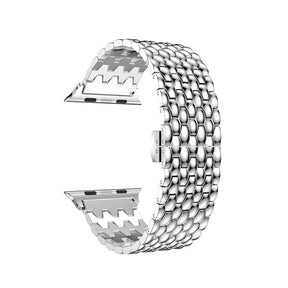 Dragon Leather Metal Watch Band For Apple Watch SE/6/5/4/3/2/1(Silver)
