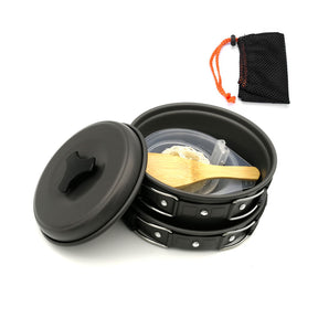 Camping Cookware Mess Kit with Storage Bag-Black