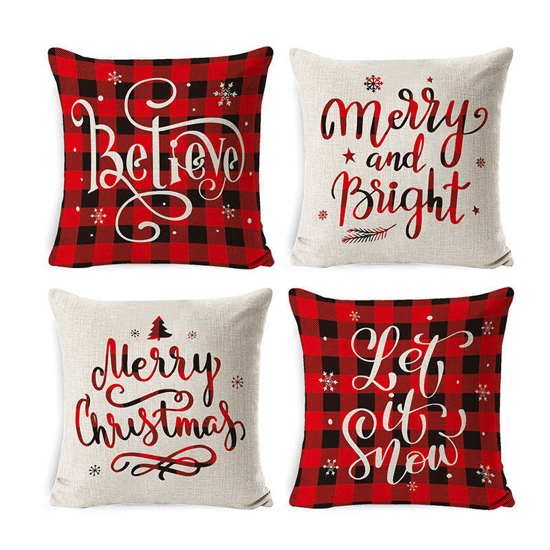 Set of 4 Christmas Pillow Covers 45 x 45 cm Cushion Pillowcase Decorations-Set6