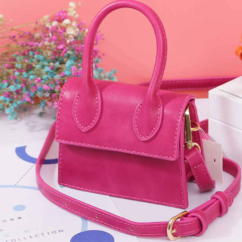 Small Square Bag Women Simple Mini Messenger Bag-RoseRed