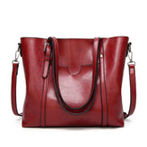 Womens Soft PU Leather Tote Bag Large Capacity Shoulder Bag-Wine Red