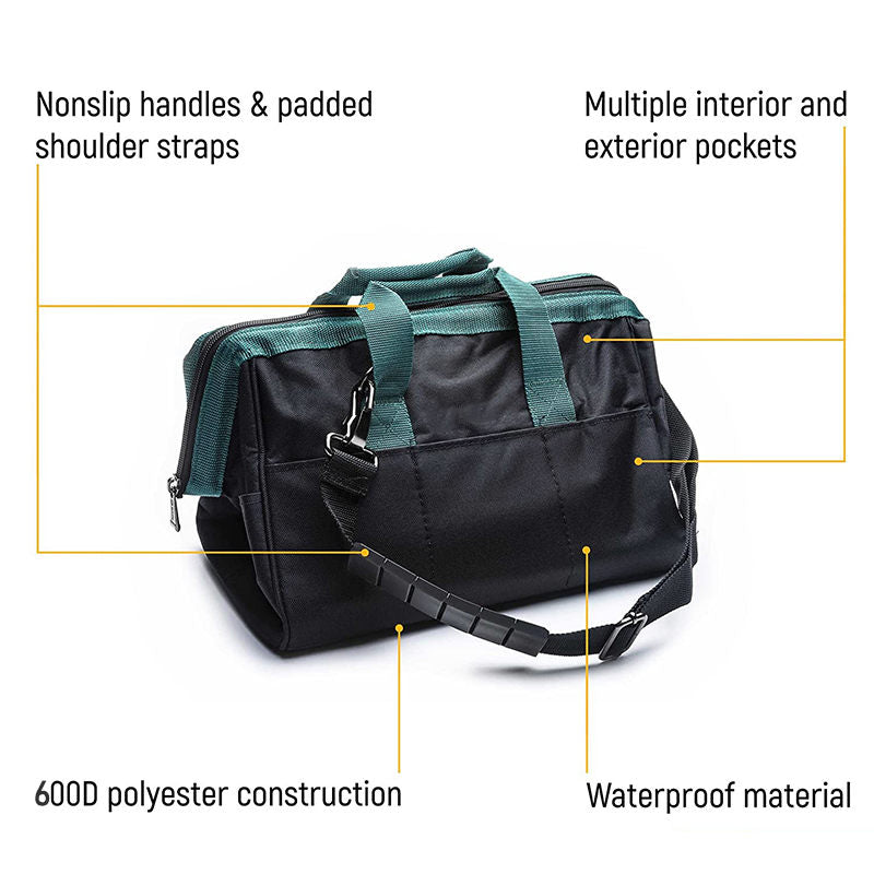 Portable Tool Bag with Waterproof Construction and Multiple Pockets