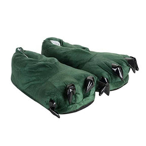 Unisex Soft Plush Home Slippers Animal Paw Claw Shoes-Green