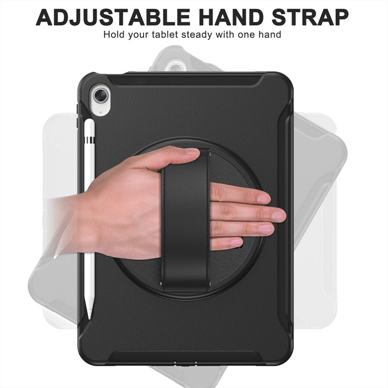 Tablet Case For iPad 10th with 360¡ã Kickstand/Hand Strap Shockproof-Black