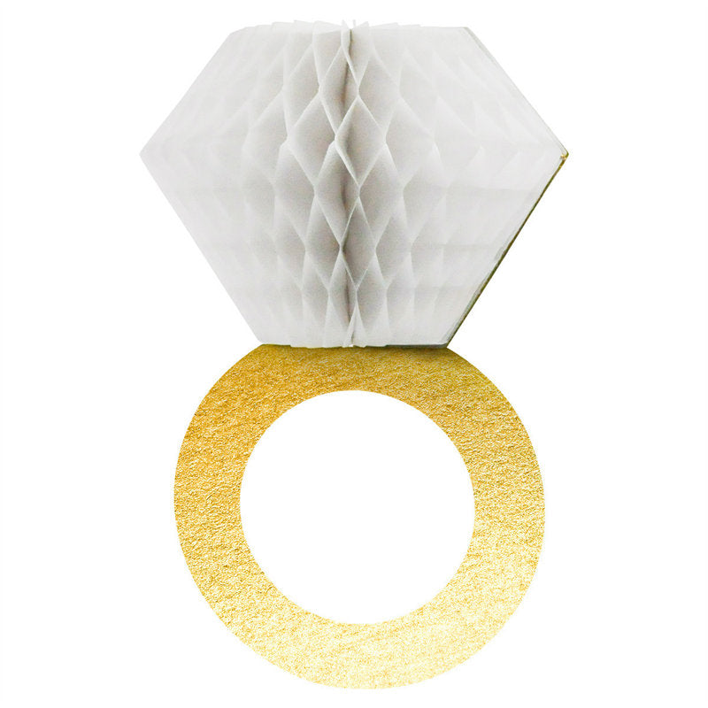 3 Pcs Honeycomb Ring Hanging Decorations Glitter Gold Diamond Ring,Perfect for Engagement Wedding Party And Bridal Shower