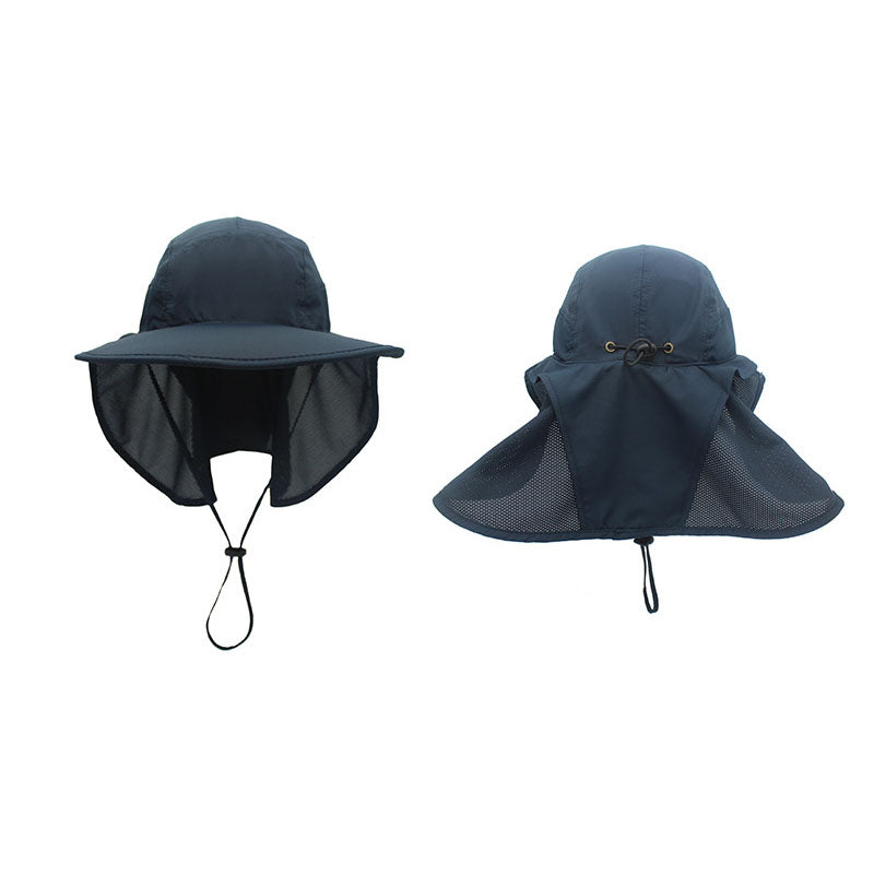 Unisex Outdoor Activities UV Protecting Sun Hats with Adjustable Neck Flap-Navy