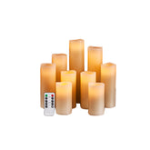 Flameless Candles Battery Operated Candles 4inch 5inch 6inch 7inch 8inch 9inch Set of 9 Ivory Real Wax Pillar LED Candles with 10-Key Remote