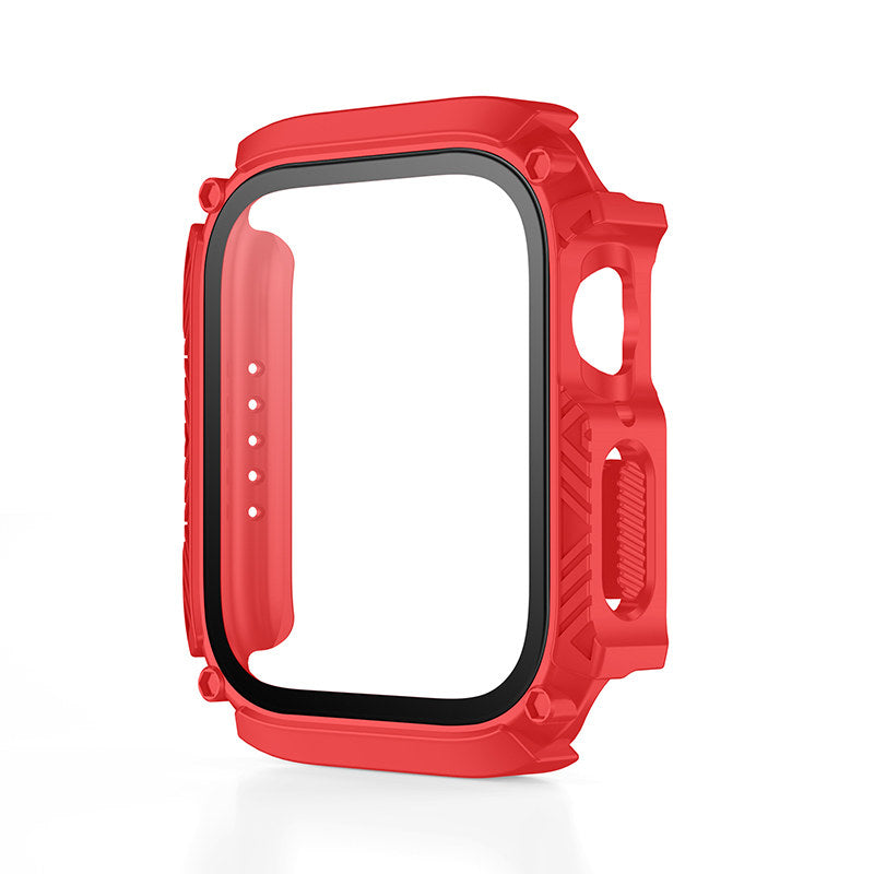 Waterproof iWatch Case PC Screen Protector for Apple Watch Series 7/8-Red