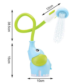 Baby Bath Shower Head Elephant Water Pump with Trunk Spout Rinser for 0-5 Years-Blue