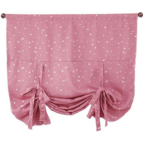 Rod Pocket Star Blackout Roman Curtain Tie Up Small Window Curtain 46X63In-Pink