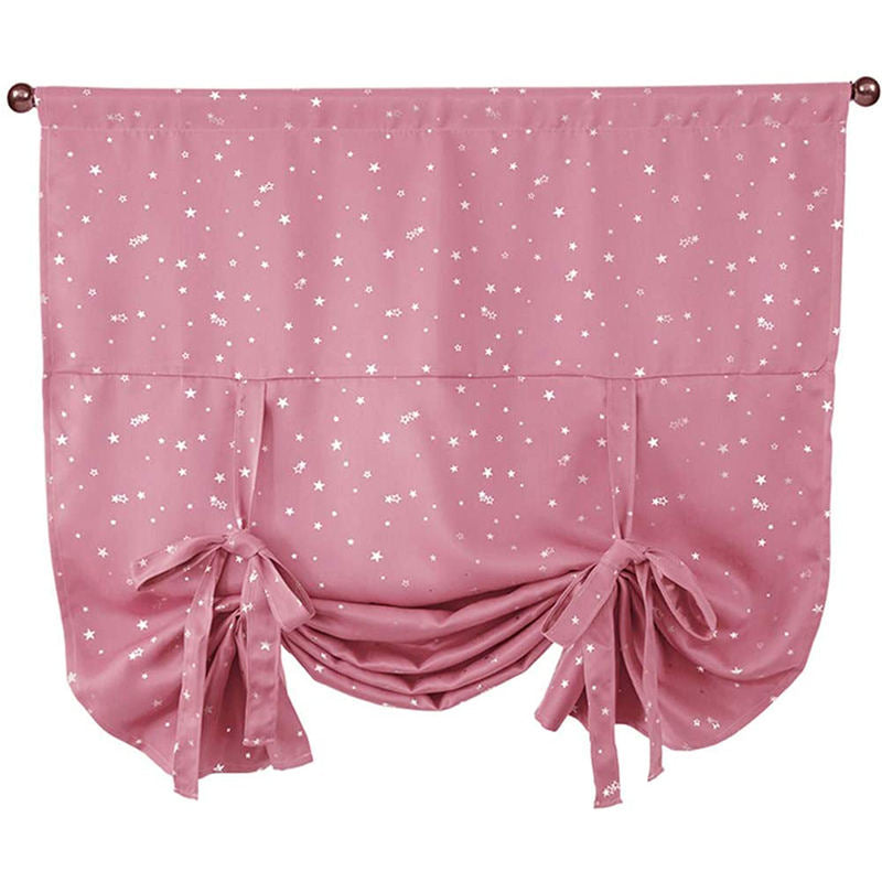 Rod Pocket Star Blackout Roman Curtain Tie Up Small Window Curtain 46X63In-Pink