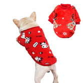 2 Pcs Dog Pajamas Flannel Red Printed Jacket Soft for Small Medium Dogs-Set2