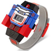 Kids Digital PU Watch Transformers Bumblebee Cartoon Wristwatch-Gray