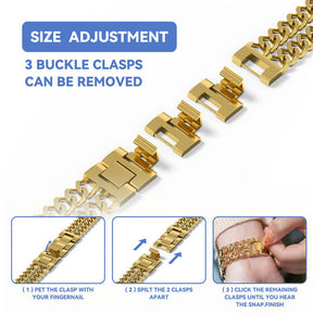 Metal Watch Band Double Chain Alloy Trendy Design for Apple Watch-Gold