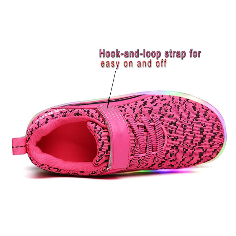 Kids LED Roller Skate Shoes with Double Wheel Sport Sneaker-Pink