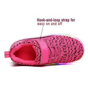 Kids LED Roller Skate Shoes with Single Wheel Sport Sneaker-Pink