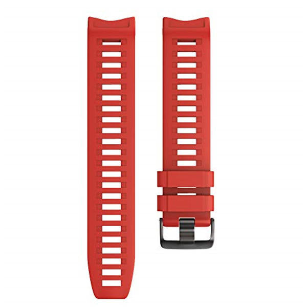For Garmin Instinct Watchband Soft Silicone Adjustable Replacement Strap 22MM Black Steel Buckle-Red